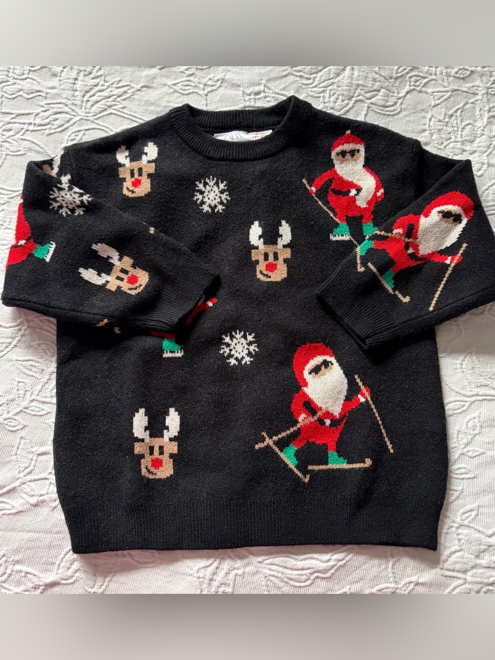 Zara Santa & Reindeer Holiday Sweater new 12 -18m
